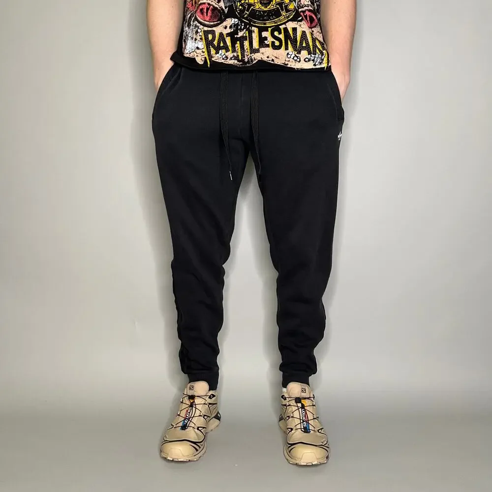 Vintage Y2K Adidas Sweatpants Mens L Soccer Slim Black White Logo Cotton Joggers